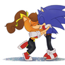 COMMISSION - Sonic and Tiara kissing