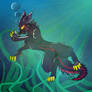 black wolf underwater