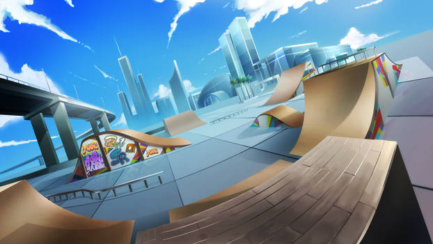 Skatepark anime background