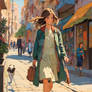 Girl walking in a city 3