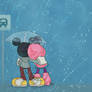 Sweethearts share umbrellas.
