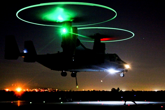 V-22 Osprey Taking off at night