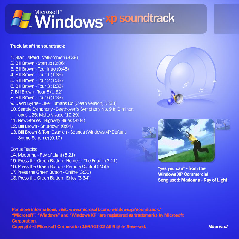 Windows XP Soundtrack Back Cover by yazanoo14 on DeviantArt