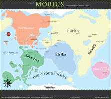 A Map of Mobius: Continents and Major Cities