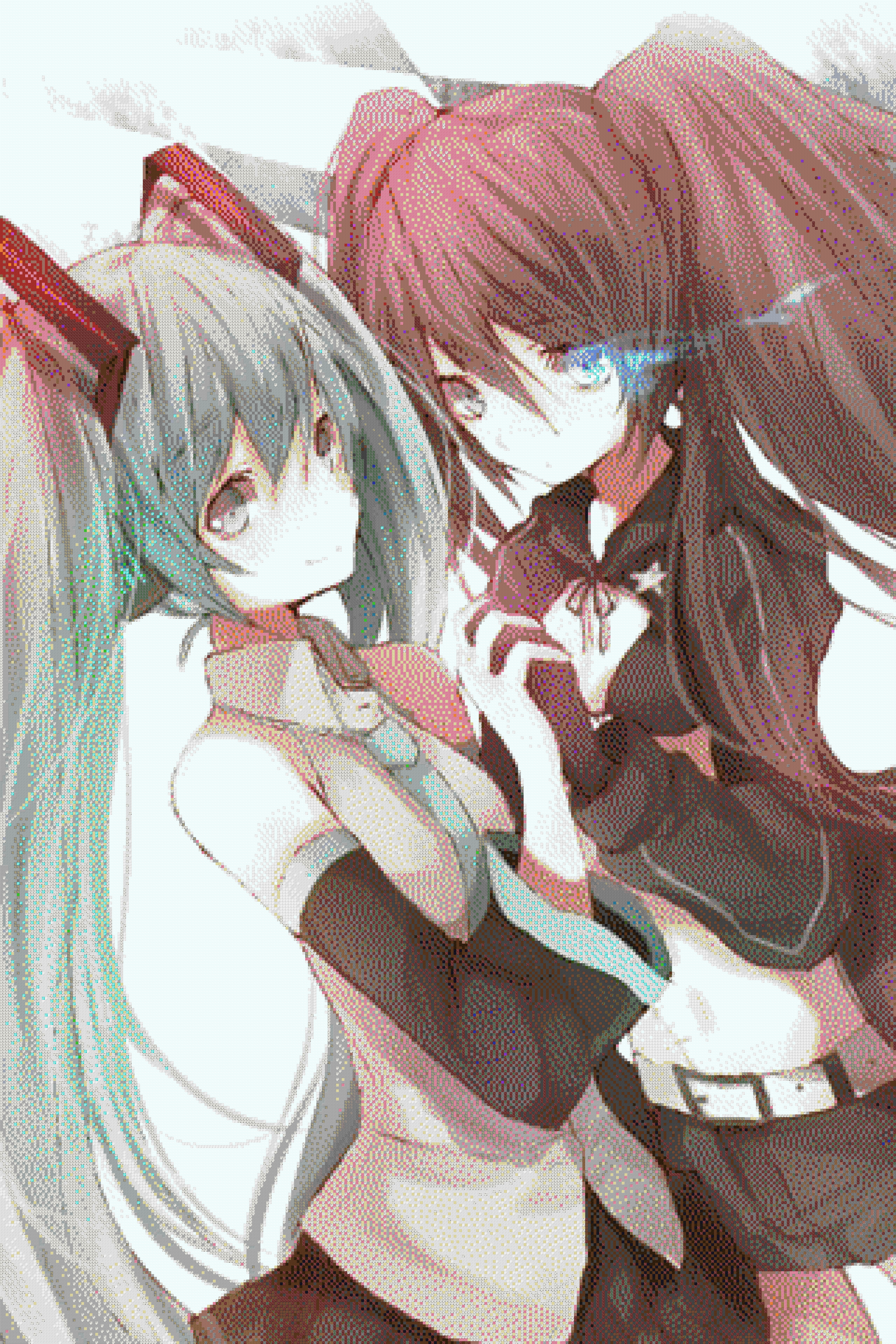 Hatsune Miku and BlackRockShooter minecraft pixel