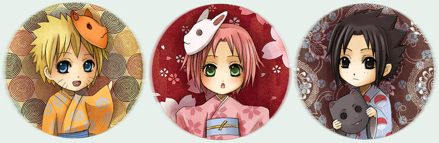 Naruto Button set 6 - Kimono 7