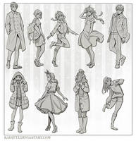 Various poses in casual clothes