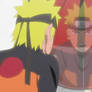 Naruto Uzumaki looks at Kurama's eye