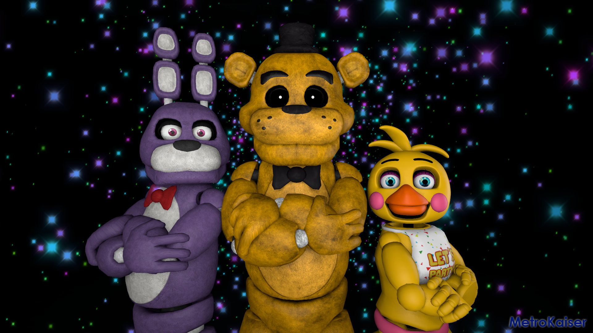 Five Nights at Freddy's 2 Chica Bonnie Golden Freddy Toy Bonnie