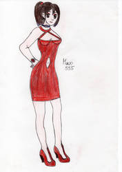 OC Kira: Elegant Dark Red Dress + Shoes