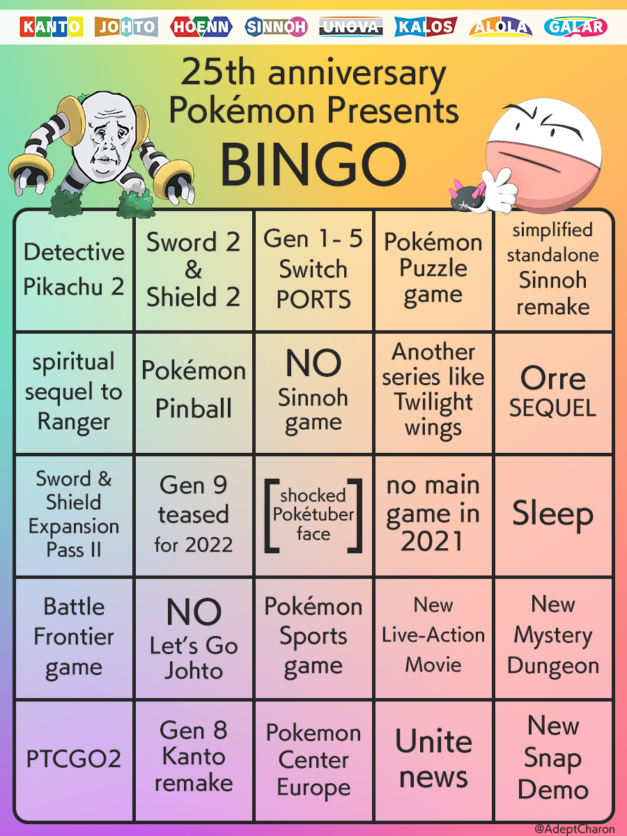 Pokemon Types Bingo Card