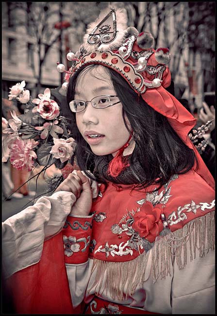 Girl with a bunch of Flowers