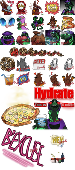 Various Emotes and stickers!