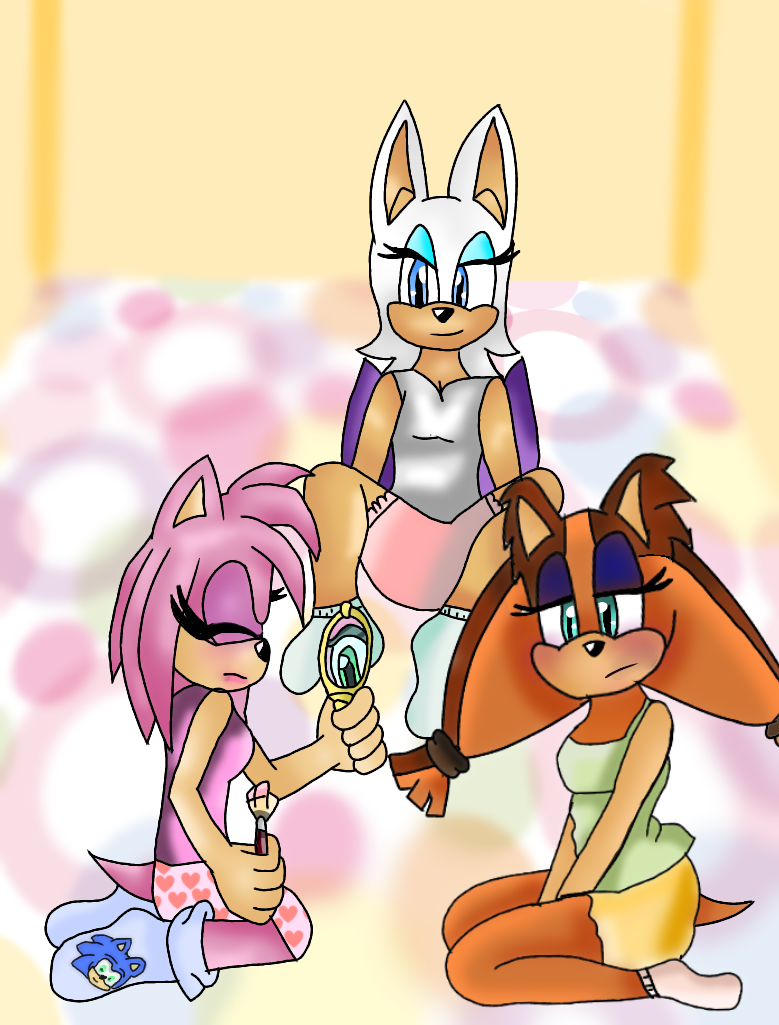 Amy Rose And Sticks And Rouge Pijama Party By Darkstar29200405 On