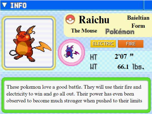 Raichu  Pokédex