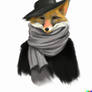 DALL-E 2 - A fox with a black hat and a scarf