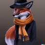 DALL-E 2 - A fox with a black hat, digital art