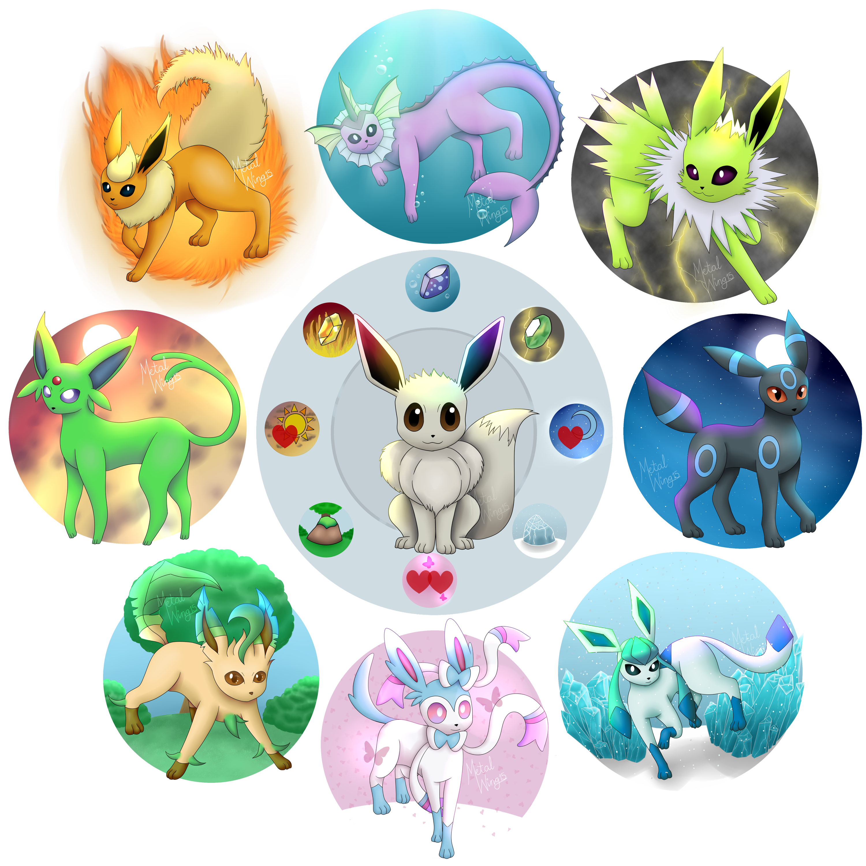 All Eevees in shiny form  Pokemon eeveelutions, Pokemon, Pokemon eevee