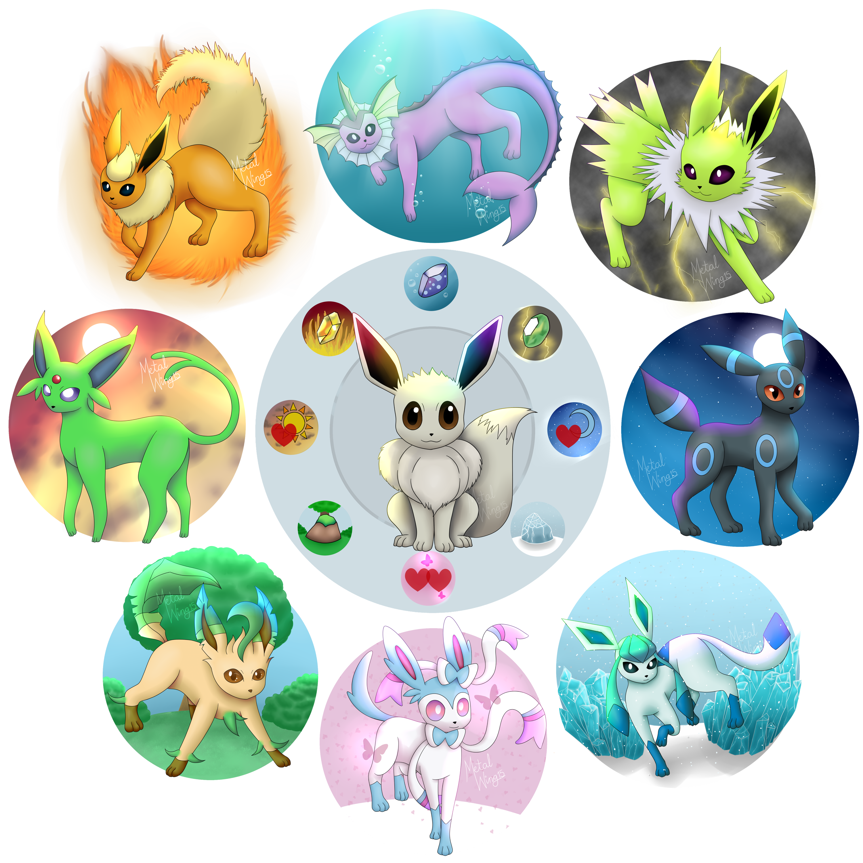 Shiny Eeveelutions Project - Complete by Rotommowtom on DeviantArt