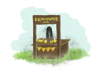 The Girl from 'The Ring' selling lemonade in Gaia