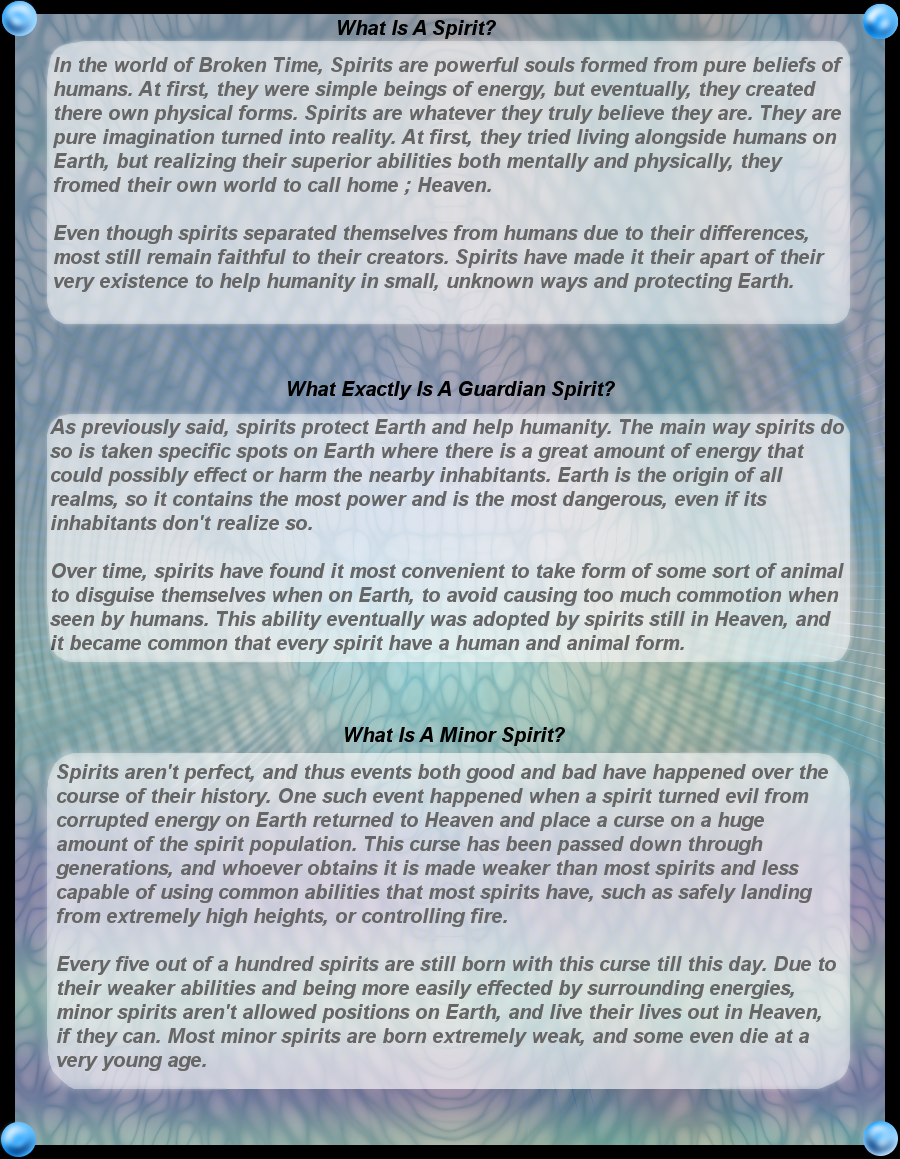 Spirits info sheet