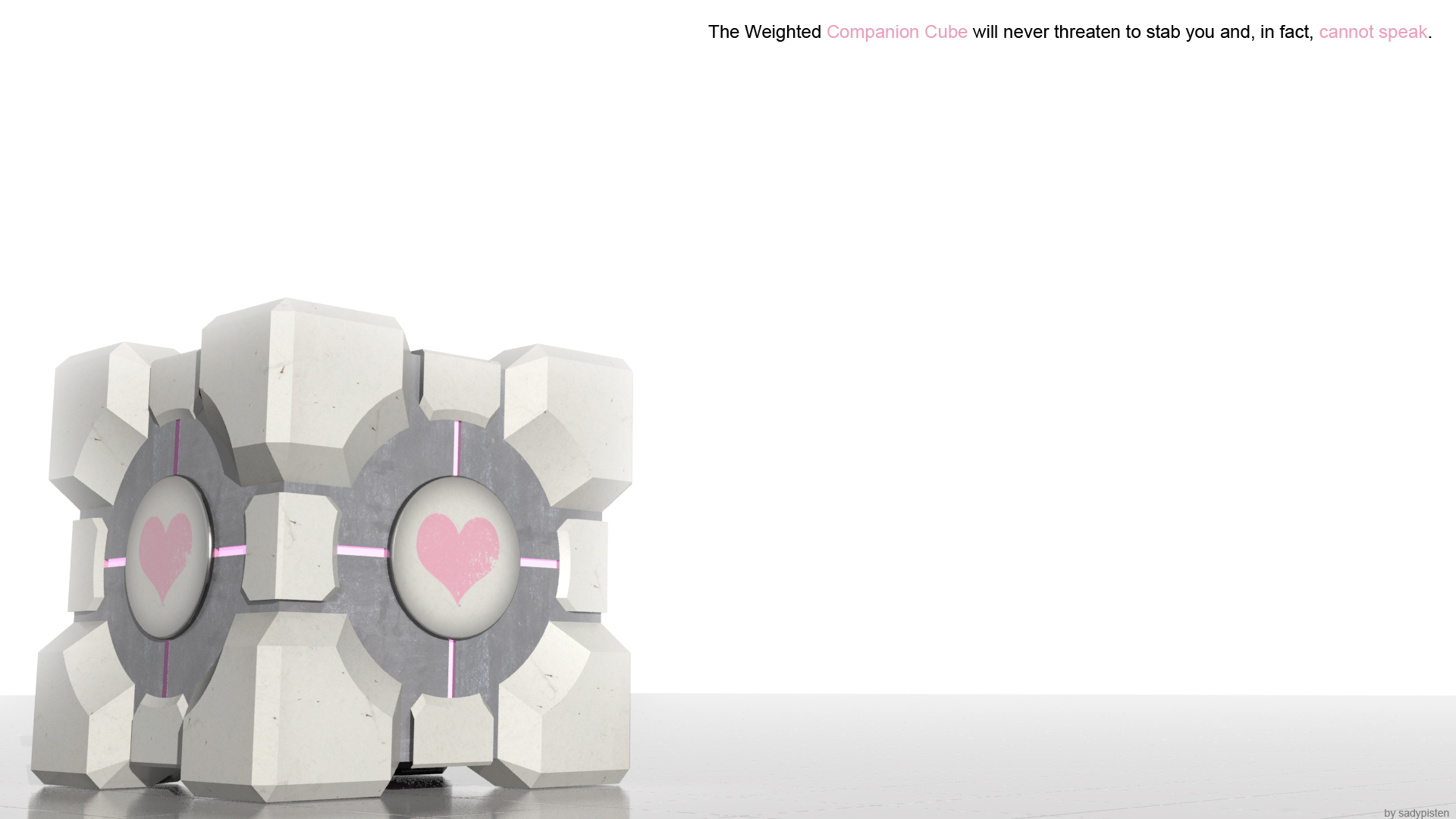 Companion Cube 1080 Wallpaper with Inscription