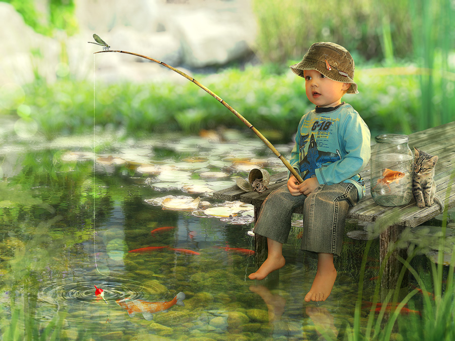 Little Fisherman Stock Illustrations, Cliparts and Royalty Free