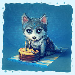 Birthday card - Little Wolf