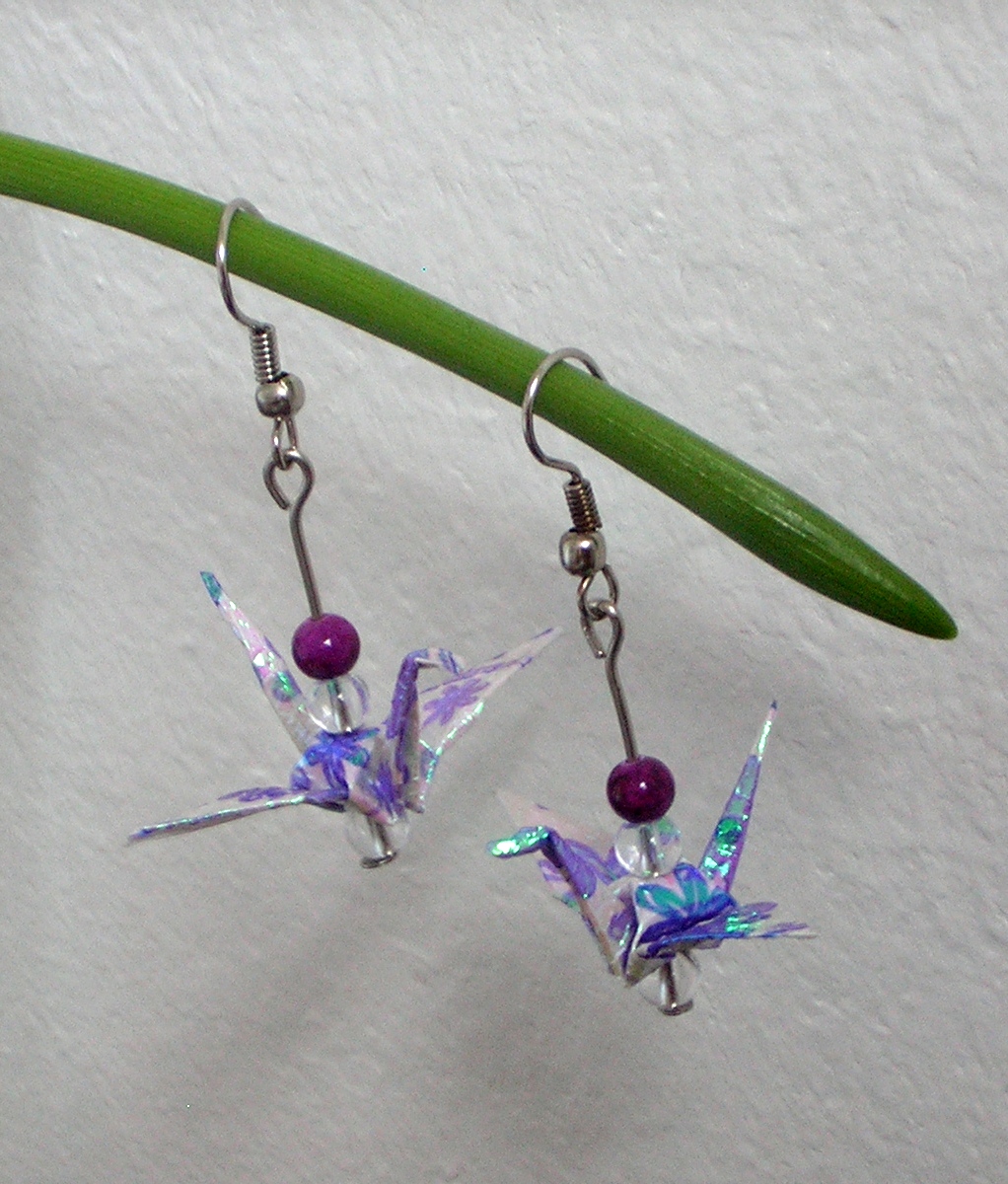 Tiny Origami Crane Earrings