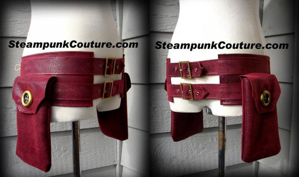 Red Steampunk Pouch Belt