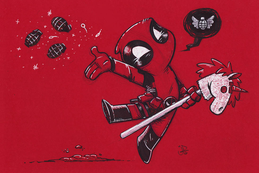 Chibi Deadpool Hobby Horse Unicorn Grenade Faerie by joelduggan