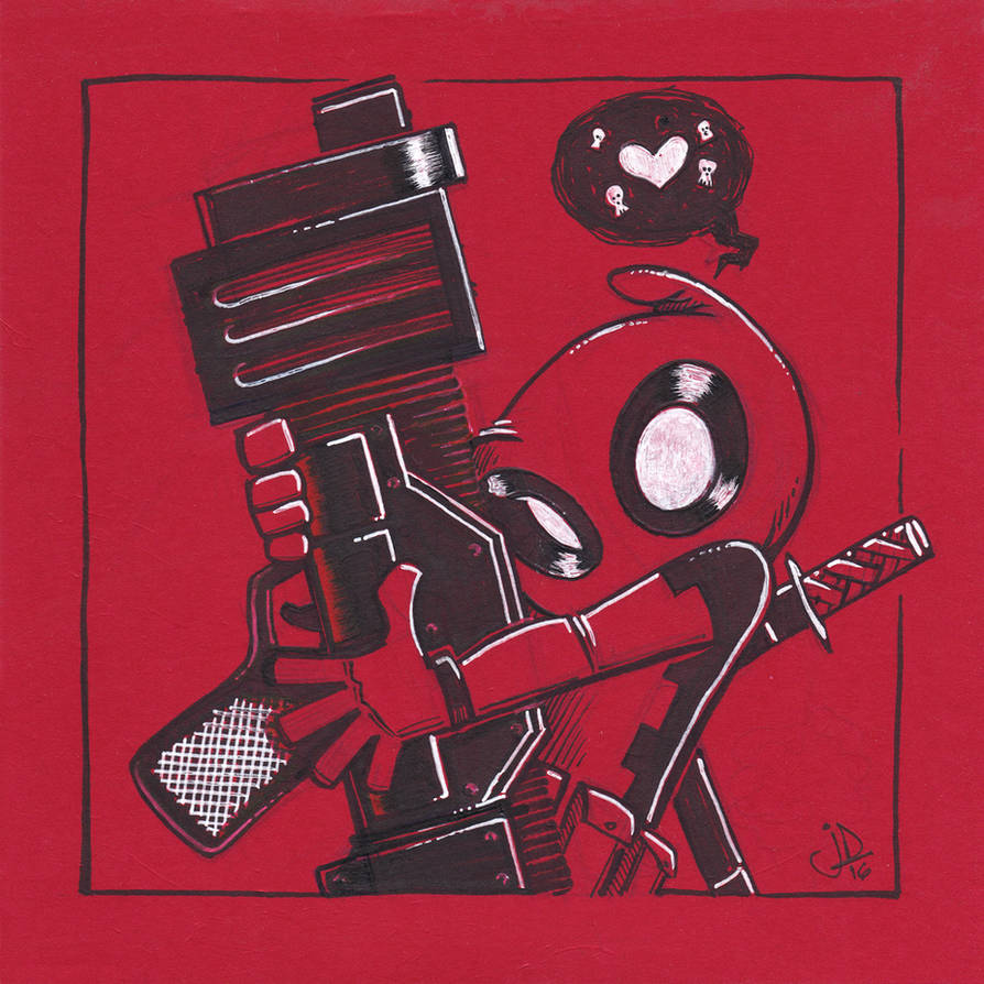 Chibi Deadpool Loves Big Bertha by joelduggan