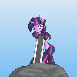 Twilight Sparkle Posing in Socks w/ a Giant Sword