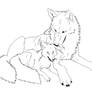 wolf and fox lineart