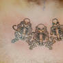 three wise monkey skeletons tattoo