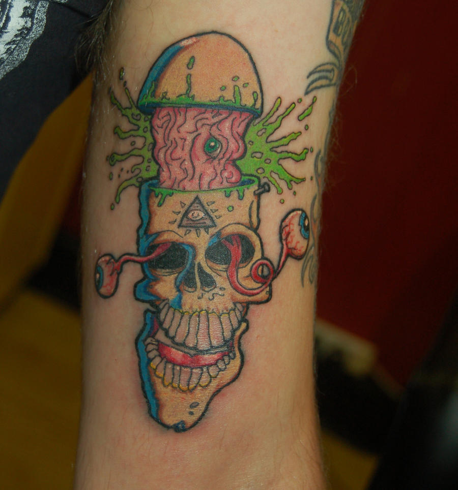 exploding skull tattoo