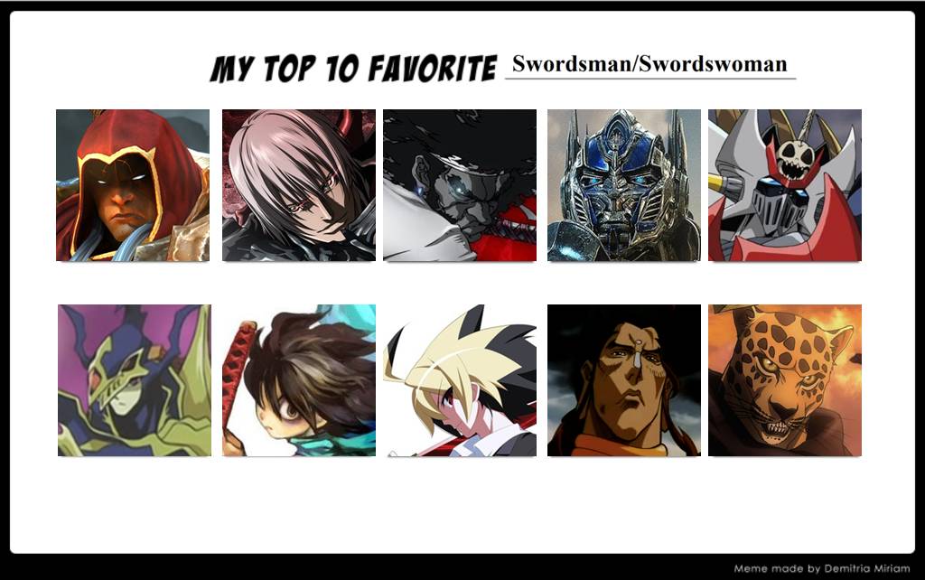 My Top 10 Favorite Swordsman