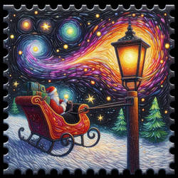 An old light post with lantern guiding Santa's way