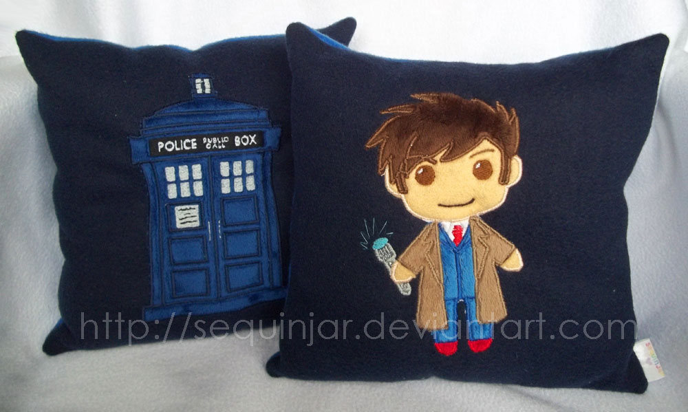 A pair of Doctor Who pillows