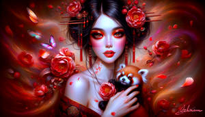 Psychedelic and Neon Asian Beauty with Panda 4910