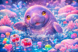 Candyland Cutie Manatee saying Hello in sweet Lake