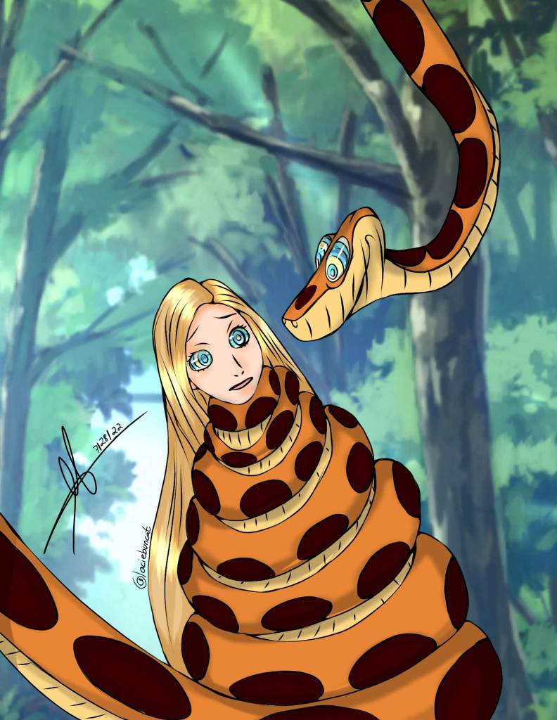 Kaa coiling Rapunzel by Lacie-BunCat on DeviantArt