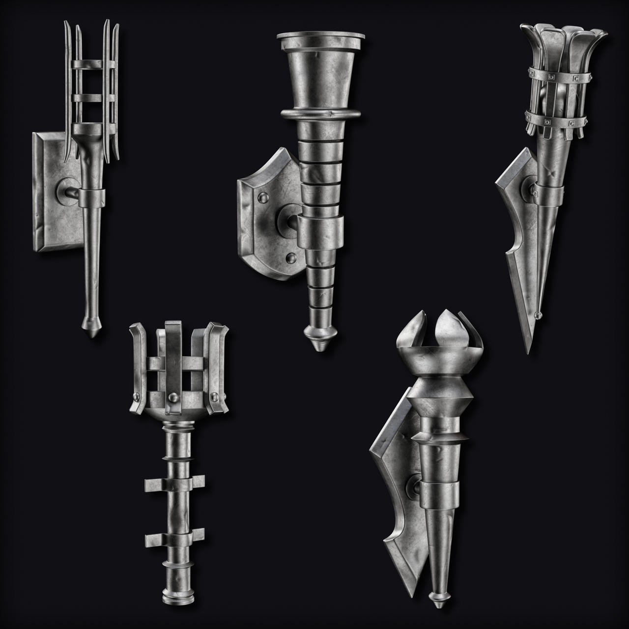 5 Medieval Torch / Base Mesh