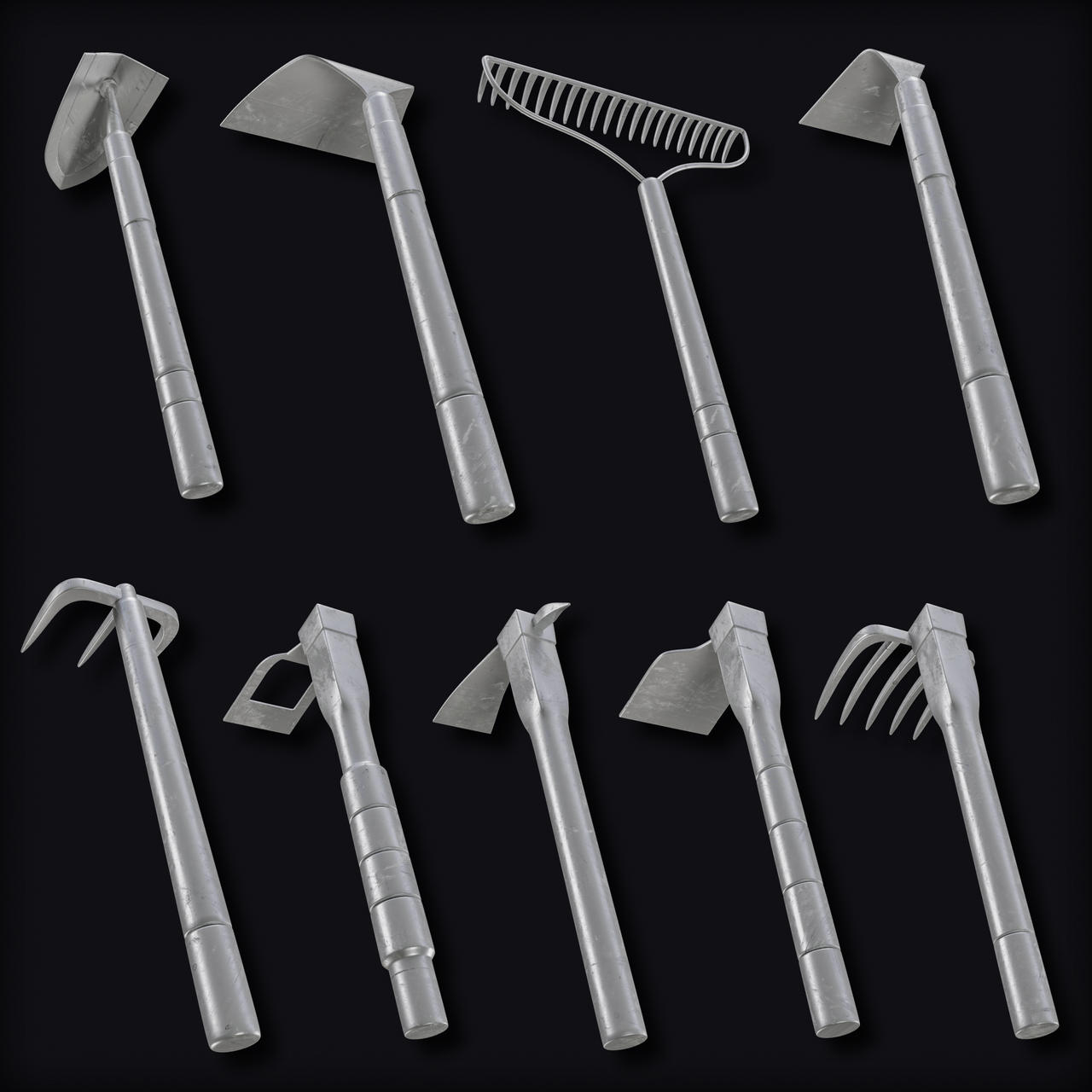 9 Farm Tools Base Mesh-VOL01