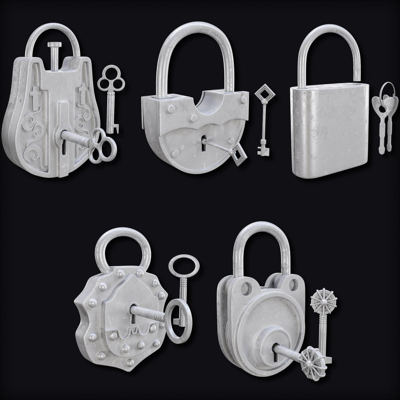 10 Lock and Key Base Mesh