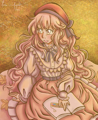 Reading under the golden leaves