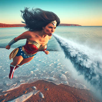 Wonder Woman freezing lake