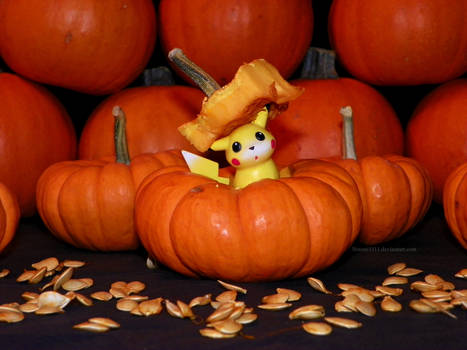 Clean your pumpkin, Pikachu!
