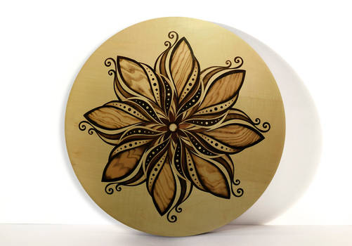 Happiness and peacefull mandala marquetry