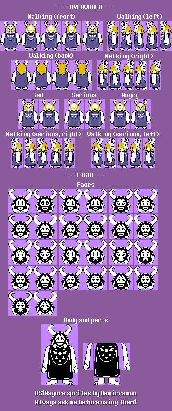 Underswap Asgore sprite sheet (WIP) by demirramon on DeviantArt